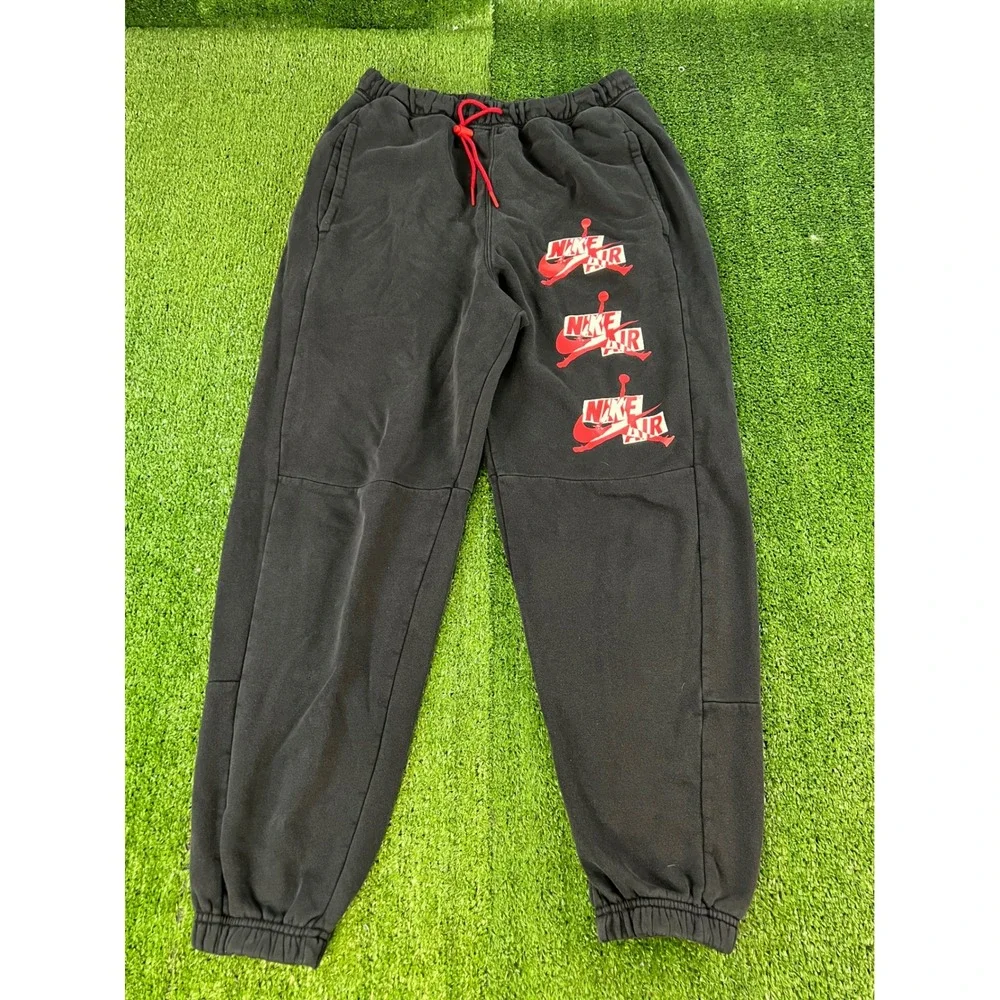 Jordan Mens Jumpman Fleece Joggers Sweatpants Black Red CK6739-010 Medium